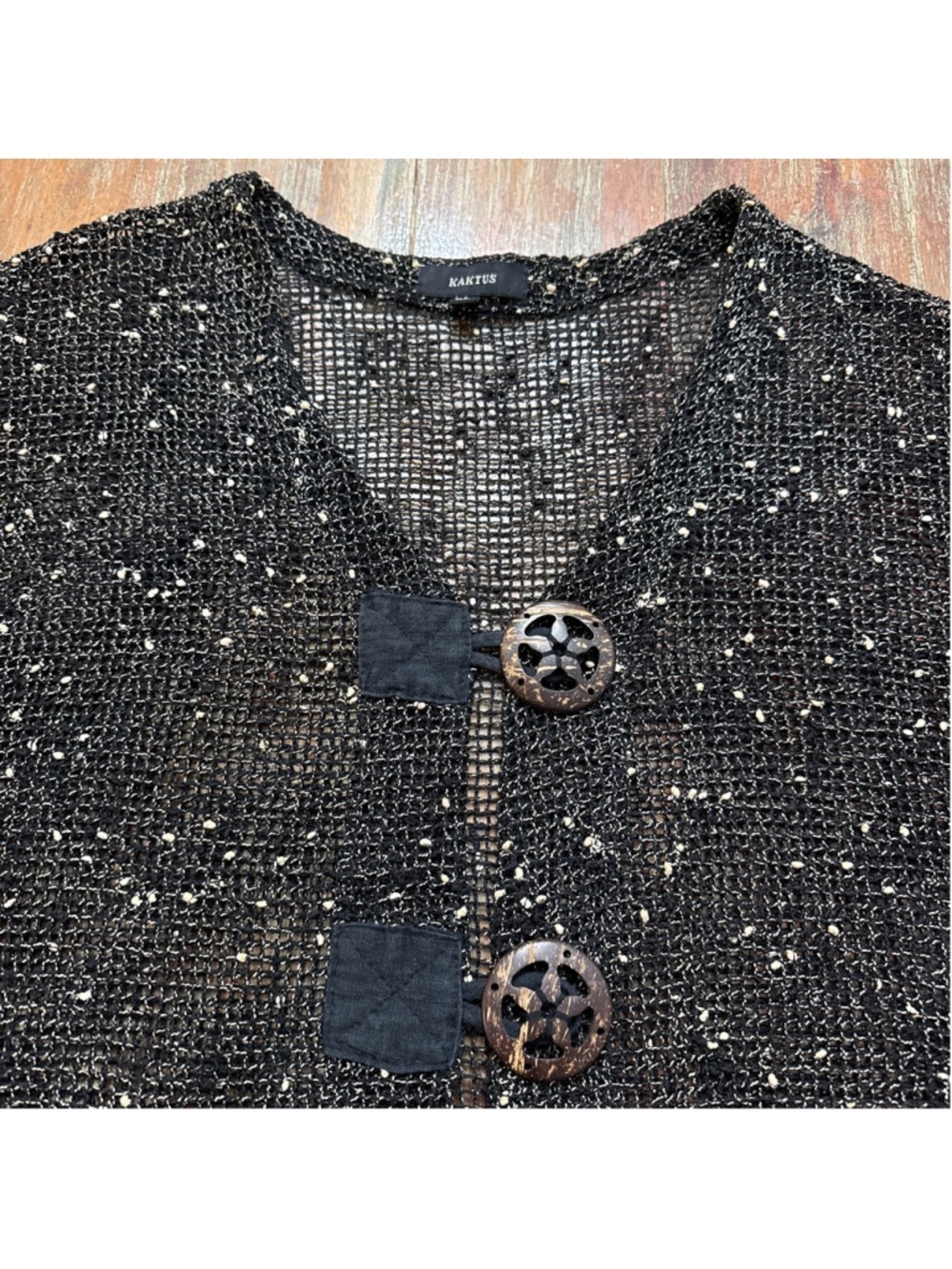 Kaktus Black Crochet Cardigan Large - Picture 2 of 14